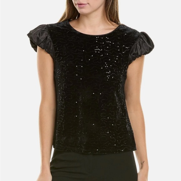 Nanette Lepore Tops - Women’s Nanette Lepore Black Embroidered Velvet Top Size Large New with Tags